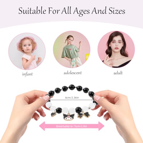 SANNIDHI® 4PCS Kuromi Friendship Bracelet for Girls Stylish Cute BFF Best Friend Bracelet for Couples Magnetic Matching Beads Jewellery Birthday Rakhi Gifts Sister Kids Women
