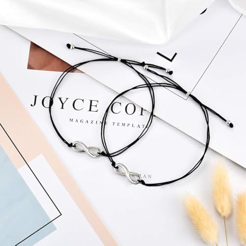 ZIBUYU® 4PC Couple Bracelet for Women and Men Friendship Bracelet Girls Stainless Steel Infinity Symbol Design&Adjustable Morse Code I Love You Bracelet for Couple&friends- 2 Pair
