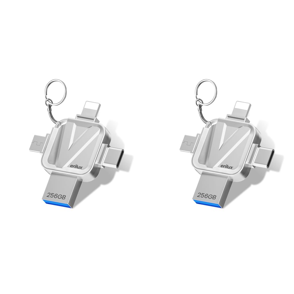 Verilux Pendrive 256GB for iPhone and Android with 4 in 1 USB Type C Design | Metal Body