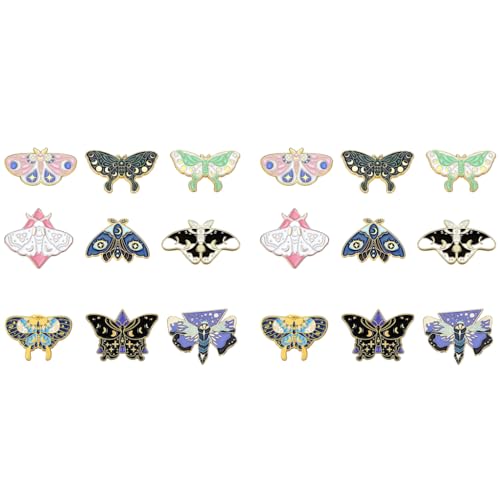 SANNIDHI® 18PCS Cute Butterfly Enamel Brooch Pins Alloy Brooches Pin for Clothes Scarf Backpack DIY Craft