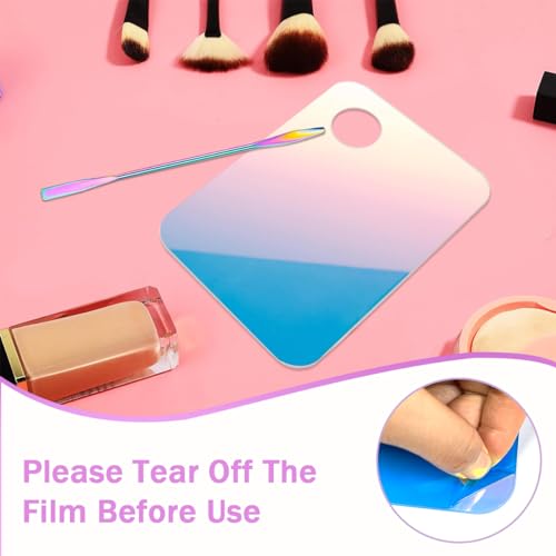 MAYCREATE Makeup Spatula Acrylic Makeup Palette Mixing Tray Set, Foundation Spatula for Makeup, Clear Hand Mixing Palette for Makeup, Eye Shadow Lipsticks Nail Art Palette