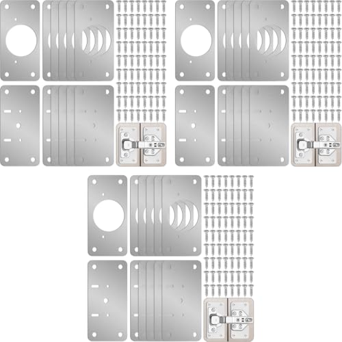 Serplex® 36PCS Hinge Repair Plates and Screws Pack Auto Concealed with Pre-Punched Holes Universal Stainless Steel Door for Cabinets Cupboard Wardrobes