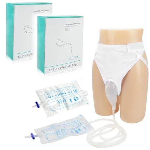 HANNEA® 2PCS Urinal For Men, Urine Collect Bag, Reusable Silicone Urine Collector Portable Wearable Male Urinary Drainage Bag System For Adults, White