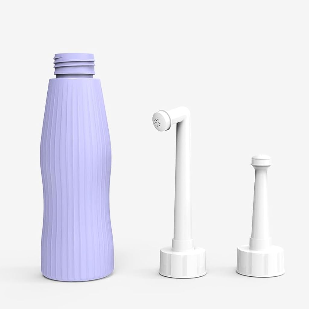 HASTHIP Peri Bottle, 500ml Portable Travel Bidet with Bag, with 2 Interchangeable Spray Nozzles Travel Bidet with Storage Bag Cleansing Bidet Sprayer for Personal Hygiene Care, Postpartum Perineal