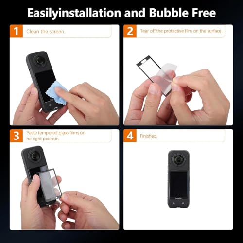 ZORBES® 4PCS Screen Protector for Insta360 X5 Tempered Glass LCD Display Film Protective Cover Ultra HD 9H Hardness Scratch Resistant