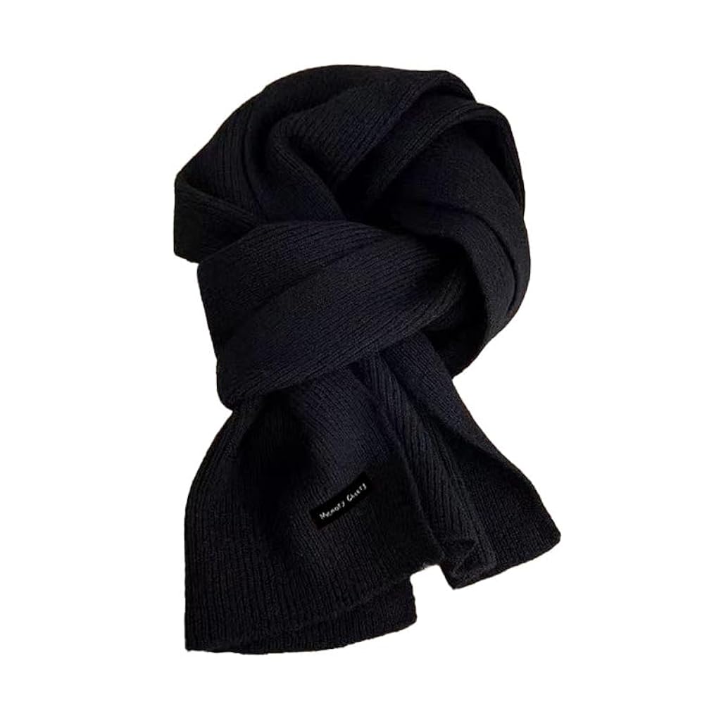 Venzina® Unisex Patch Knit Scarf - SoftWarm & Lightweight Winter Wrap for Men & Women, for OfficeBike, Ski | Fashion Acrylic Blend Scarf.-Black-Free