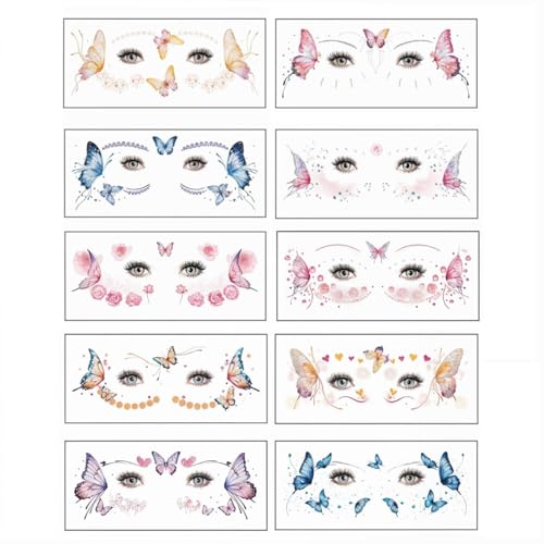 MAYCREATE® Tattoo Sticker Butterfly Colorful Glitter Butterfly Temporary Tattoos for Women Girls Waterproof Mehendi Tattoo Sticker for Eyes, Face, Hands, Body, Make Up