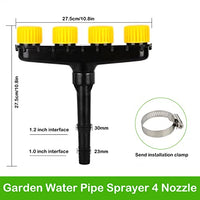 Supvox® Garden Water Pipe Sprayer 4 Nozzle Irrigation Sprinkler Larger Irrigation Area Garden Sprayer Nozzle with Flow-Adjustment Connector