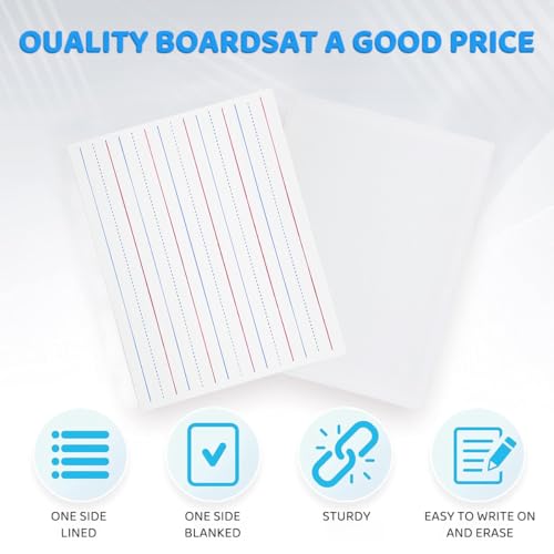 OFIFO® 2Pcs Magnetic Small White Board Cards - 30x23cm Double Sided Lined & Blank, Dry Erase Writing Boards with Sponge Eraser & Storage Bag for Kids, Students, School & Home Learning