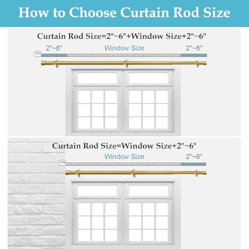 HASTHIP® Golden Curtain Rod for Windows 32-84 Inch Retractable Pipe Assembly Wall Mount Universal Rod 2PCS