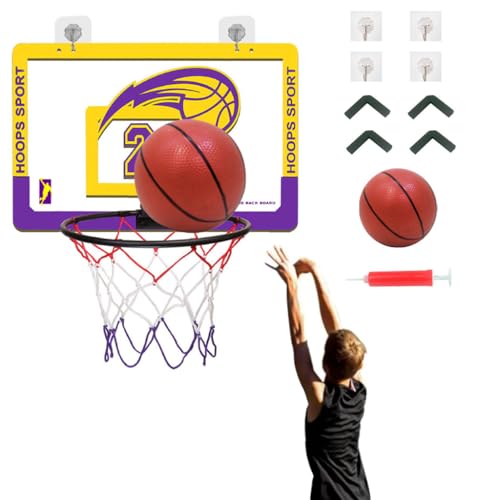 PATPAT® Wall Basketball Hoop & Basketball Toy Set for Kids Wall Hanging Indoor Foldable Basketball Hoop 24cm Dia Easy Basketball Hoop for Kids 3-6 Years Old, with Manual Air Pump