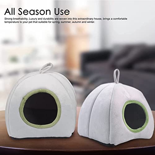 Qpets® Winter Cave House for Small Pets Cute Plush House Plush Bed with Roof for Small Pet Guinea Pig Bed Rabbit Hideout Place Hibernation Plush House for Ferret/Chinchilla/Bunny/Guinea Pig