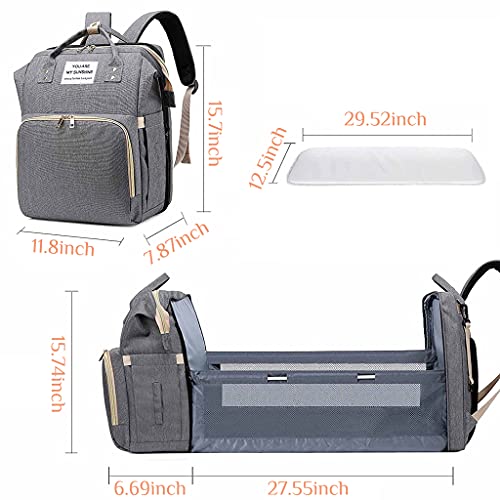SNOWIE SOFT® Diaper Bag for Baby with Changing Station, Stylish Maternity Bag Large Capacity Mother Bag for Outdoor Camping Travel (Grey)