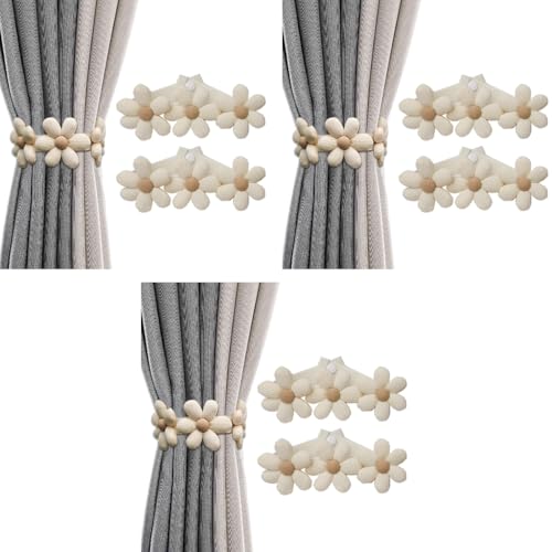HASTHIP® Curtain TieBacks, 2 Pack Pearl Modern Decorative Holdbacks Holder with Elastic Cord Drapes Clips Buckle for Thin or Thick 3PCS