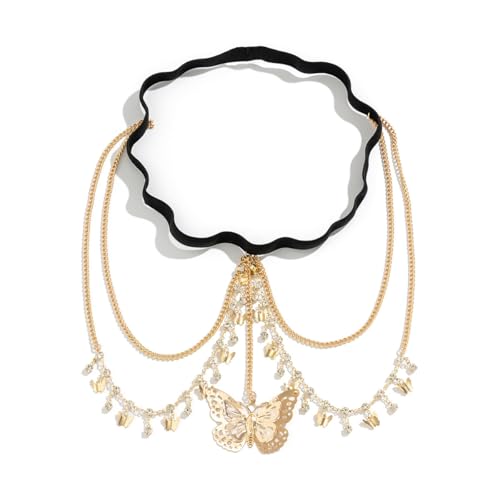 SANNIDHI® Leg Chain for Women Summer Crystal Thigh Chain Jewelry Elastic Adjustable Crystal Tassel Leg Chains Bikini Beach Festival Rave Rhinestone Butterfly Body Thigh Chains Jewelry for Women