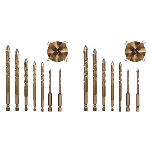 Serplex® 7Pcs High Impact Power Drill Bits Set, Masonry Drill Bits Set Premium Alloy Steel, Carbide Tips, 3mm-12mm Sizes, Efficient Drilling, Versatile for Glass, Tile, Brick, Plastic, Wood 14 PCS