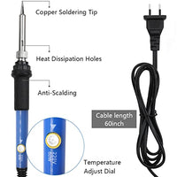 HASTHIP® Soldering Iron Kit, Electric Soldering Iron Set 60W 110V Adjustable Temperature Soldering Gun Welding Tools with 5pcs Different Tips and Solder Wire Tube (7PCS)