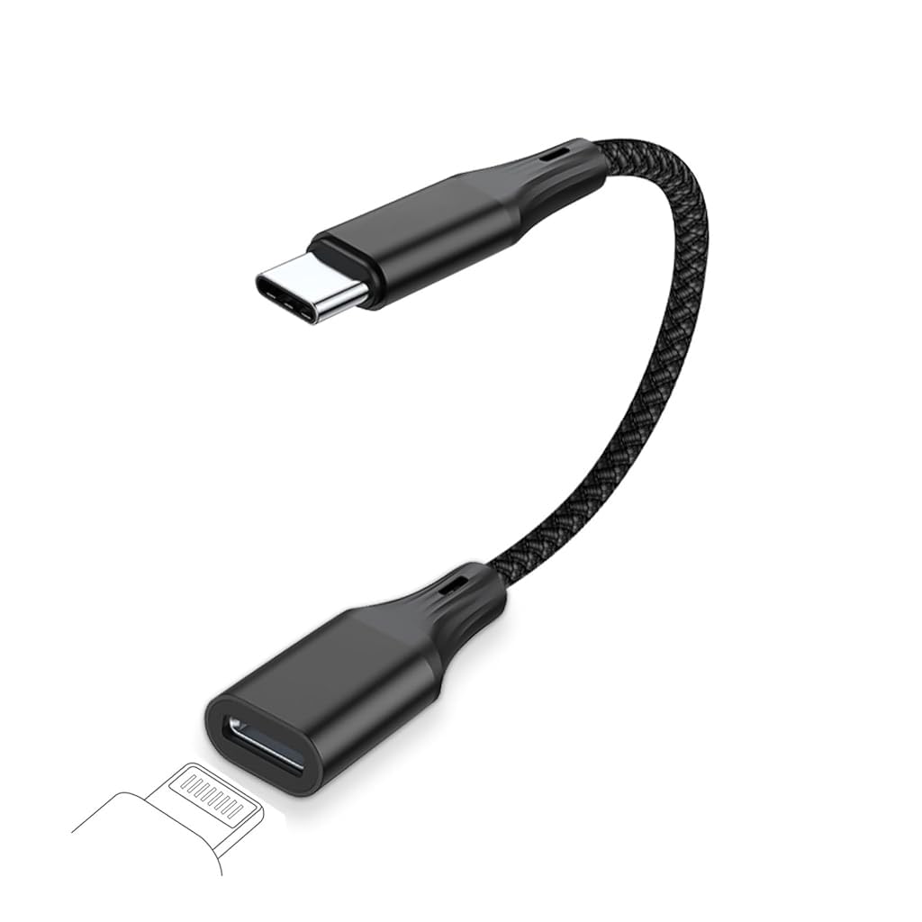 Verilux® For iPhone Adapter Cable Light-ning Female to USB C Male Cable Adapter for Charging Supports 60W PD Fast Charging & Data Transfer Universal USB C Charging Cable for iPhone 15/15 Pro and More