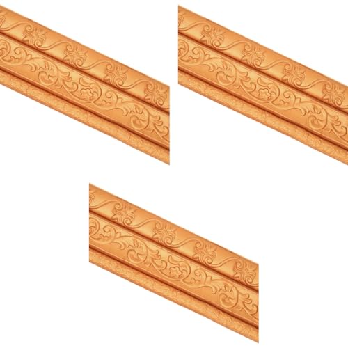 HASTHIP® Peel Stick 3D Foam Molding Trim Self Adhesive Border Wallpaper DIY Wall Edging for Home Hotel 2.3 M x 7.8 CM Brown 3PCS