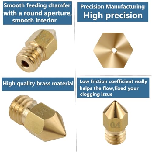 Serplex® 32PCS 3D Printer Nozzle MK8 Extruder High Temperature Pointed Wear Resistant for Makerbot Creality CR-10 5 Size 0.2mm 0.4mm 0.5mm 0.6mm 0.8mm