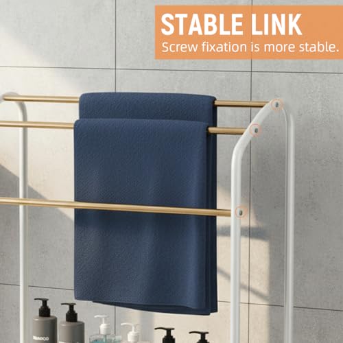 HASTHIP® Towel Rack Robe Bath Towel Drying Rack Toiletries,Assembly Free-Standing Utility Organizer Stand for Bathroom,Balcony 75.2x31.2x73cm