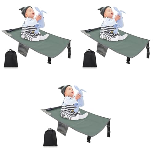 HASTHIP® Airplane Footrest for Kids Toddler Travel Bed Hammock for Baby with Anti-Slip Design Seat Extender Portable Travel Accessories 79 * 44cm Grey 3 PCS