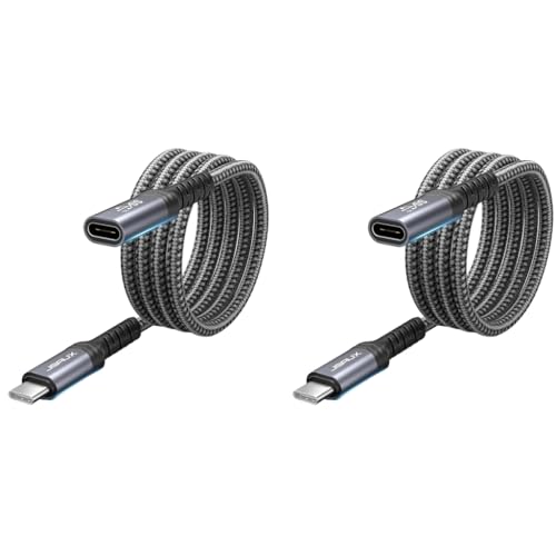 JSAUX® Type C Extension Cable 3.3Ft USB Male to Female PD 100W Fast Charging 10Gbps Sync Transfer 4K 60Hz HD Video Output Compatible with iPad Pro MacBook Dell Black 2 PCS