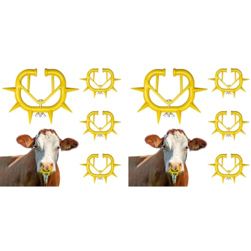 HASTHIP® 8PCS Cattle Weaning Ring Spiky Nose Durable Plastic PVC Removable Screwing Fix Adjustable Rings
