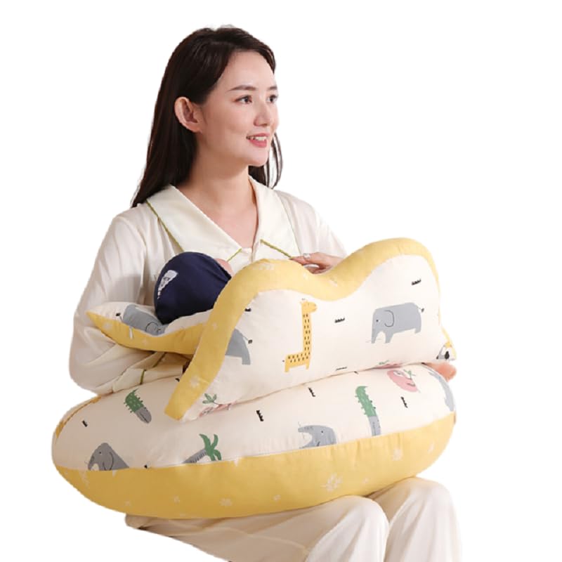 SNOWIE SOFT® Baby Feeding Pillow for Breastfeeding, Nursing Pillow with Infant Support Cushion, Multi-purpose Nursing Pad with Removable Neck Belt for Mom Baby Skin Friendly Breathable Fabric