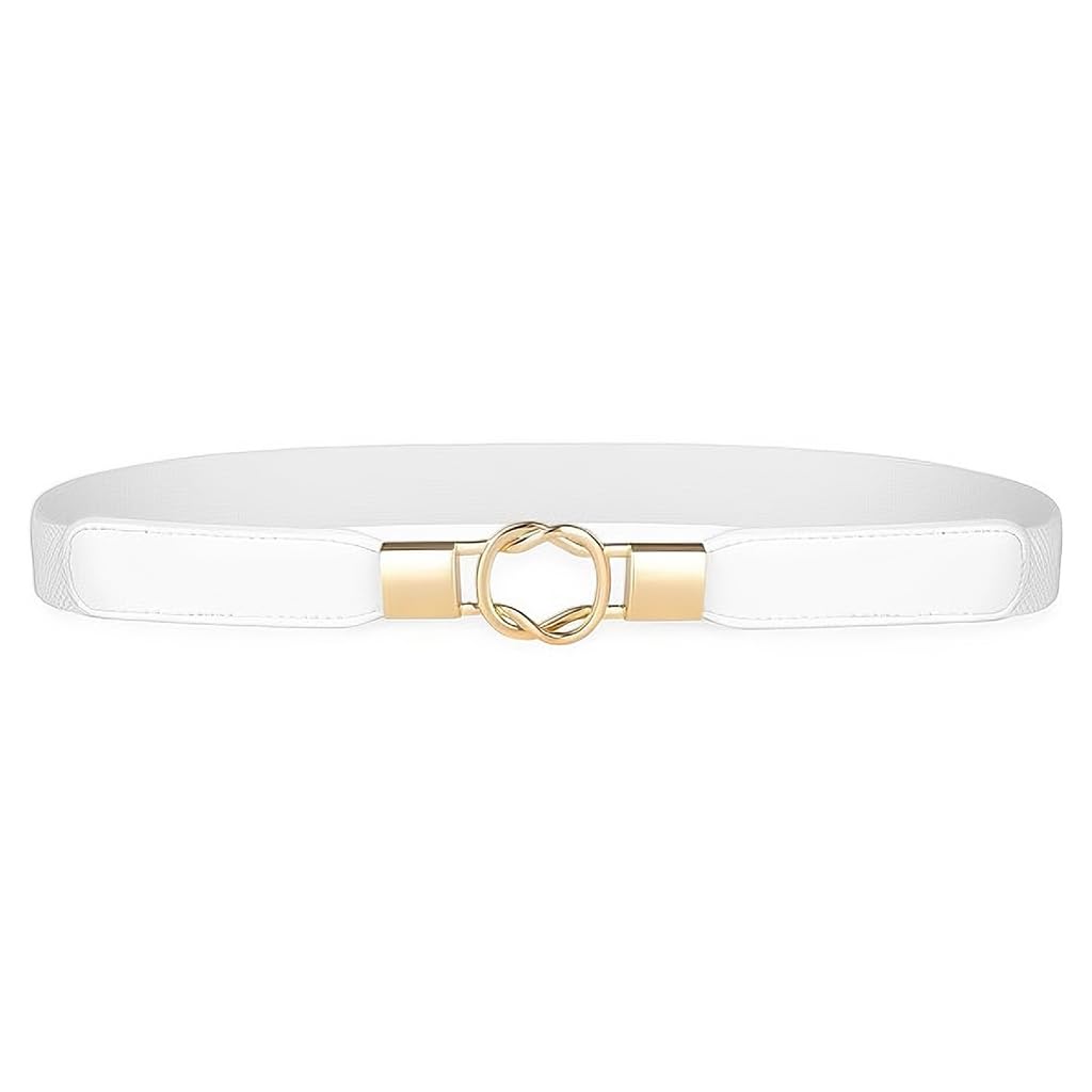 Zibuyu Womens Stretch Waist Belt for Dresses with Alloy Buckle and Elastic Fit | White Fashion Accessory