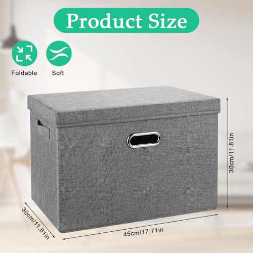STHIRA® Car Trunk Organizer Box, Folding Cloth Organizer Case with Lid & Handles, Multipurpose Organizer Box for Home Car, 45 x 30 x 30cm