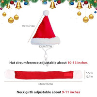 Qpets® Christmas Costume for Cat Red Christmas Hat & Scarf for Cat Christmas Dressing Accessory for Cat Puppy, M