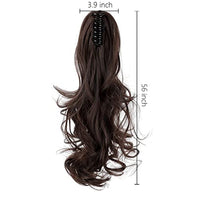 MAYCREATE® 22 Inch Long Ponytail Hair Extension for Women Brown Clip in Claw Curly Hair Extensions for Ponytail, One Piece Natural Looking Soft Synthetic Hairpieces