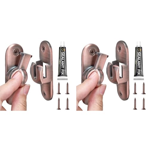 HASTHIP® Door Latch Lock 90 Degree Gate Rugged Zinc Alloy No Drill Security for Closet Cabinet 2PCS