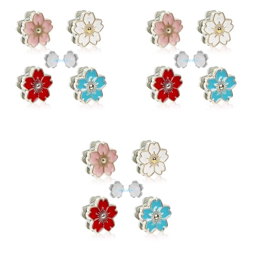 Venzina® 4 Pairs Magnetic Hijab Pins for Scarf Sakura Magnets Floral Elegant Multi-Use Pinless Magnet for Women Scarves 3 PCS