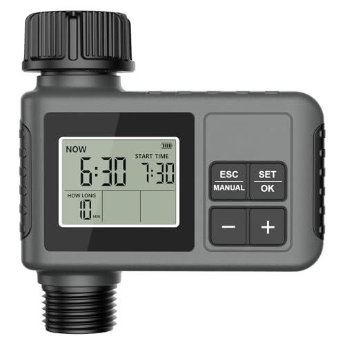 HASTHIP® Automatic Water Timer for Garden Faucet Programable LCD Auto Watering System with Manual Control Automatic Watering System Smart LCD Irrigation Timer for Garden, Lawn