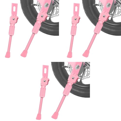 Proberos® Kids Bicycle Kickstand for 20'' Wheel Metal Anti-Slip Spring Loaded Reinforced 10.43 Inches Replacement Bike Modification Accessory Pink 3 PCS