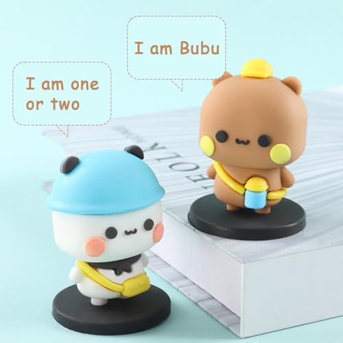 STHIRA® 2 PCS Bubu and Dudu Bears Car Dashboard Decorations, Cute Cartoon Statue Bears Panda Figurine Office Desk Decor for Decor Accessories Tabletop Ornaments Gifts