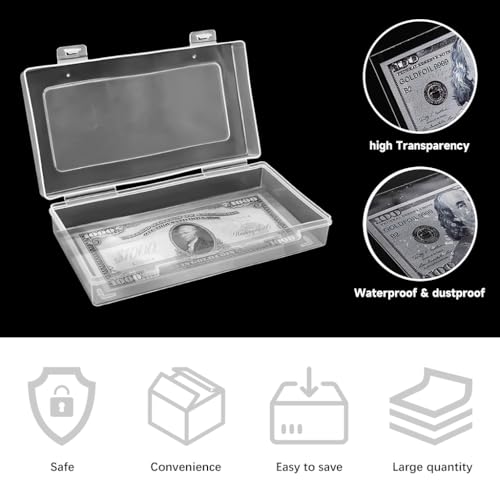 ZIBUYU® 200PCS Cash Envelops with Clear Money Saving Box Transparent Reusable Waterproof Stainproof Money Holder Plastic Sleeves for Paper Dollar Bills Slab Banknote
