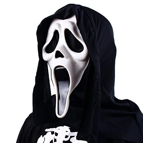 Supvox® Call of Duty Ghost Mask, Halloween Costume Party Silicon Mask, Cosplay White ghost mask, Horror Mask for Kids & Adults Movie Scream Series Hooded Ghost Face Mask Halloween Party Costum Prop