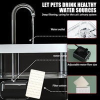 Qpets® 1.5L Cat Water Fountain for Cats, Dogs, Ultra Quiet Stylish Transparent Cat Drinking Fountain, Food Grade PET Automatic Pet Water Fountain