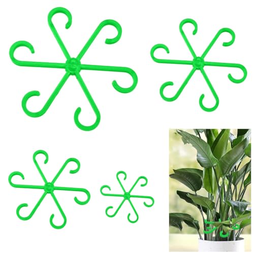 HASTHIP 4Pcs Plant Supports Multi Sizes Plant Supports Rings  6-Claw Plastic Plant Stem Supports