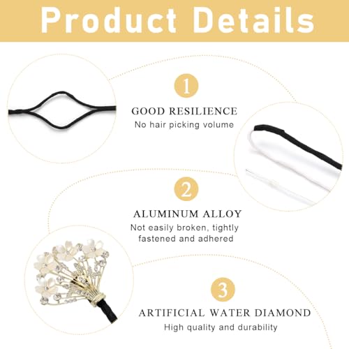 PALAY Juda Hair Bun Accessories for Women, Quick Bun Maker for Hair, Medium Thick Hair Bun Clips for Women, White Floral Rhinestone Hair Style Accessories Twist Bun Clips for Hair for Daily, Party