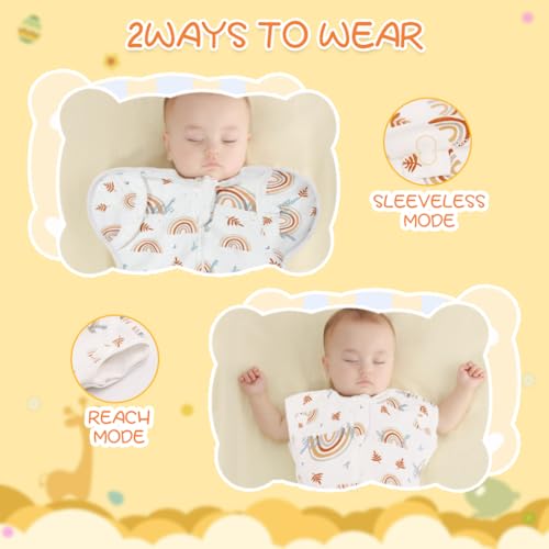SNOWIE SOFT® Baby Swaddles for Newborns 100 Cotton Swaddle Wrap Arms Up Sleeping Blanket Zipping Bag Sleep Sacks Startle Reflex 3-9 Months 2 PCS