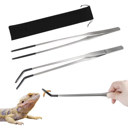 Qpets® 2PCS Stainless Steel Reptile Feeding Tongs