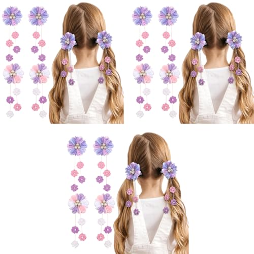 MAYCREATE® 12PCS Hair Bows for Girls 6 Inch Purple Flower Grosgrain Ribbon with Alligator Clips Kids Accessories Toddlers Teens Back to School Braids Pigtails Decoration 2 Colors