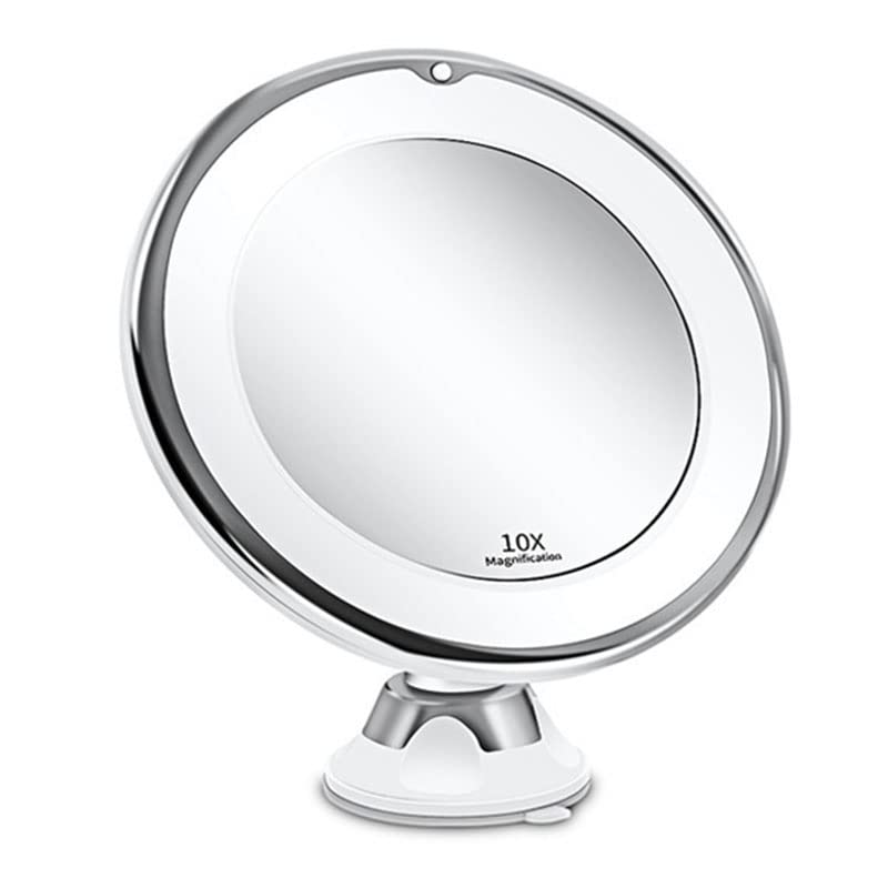 MAYCREATE 10X Magnifying Makeup Mirror for Bathroom with LED Ring Light and 360 Rotation | 6.7 in Suction Cup Vanity Mirror