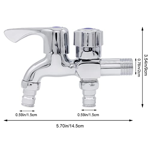 HASTHIP® 2 in 1 Brass Dual Tap for Washing Machine, Two Way Tap for Washing Machine, Washing Machine Taps with Wall Flange, Hrome-Plated Copper, for Bathroom/Kitchen (Silver) 2 PCS