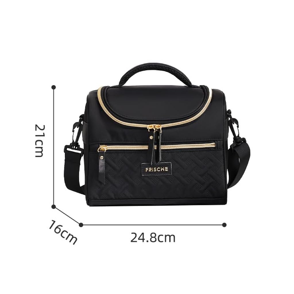 HASTHIP® Lunch Bags for Women Men Adult Insulated Lunch Box,Leakproof Cooler Bag with Front Pocket & Adjustable Shoulder Strap,Reusable Large Tote Bag for Work Office Travel Picnic-Black