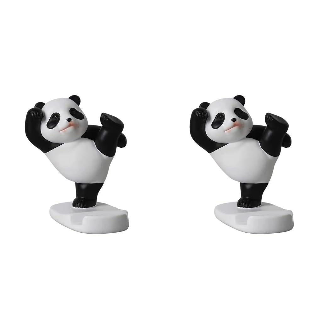 ZIBUYU Phone Stand for Desk Featuring Resin Panda Figurines | Cute 2PCS Home Decor Holder